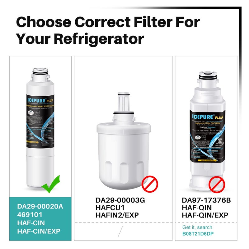 ICEPURE NSF/ANSI 53 Premium Certified DA29-00020B Refrigerator Water Filter Replacement for Samsung DA97-08006A, RF28HMEDBSR, RF263BEAESR, HDX FMS-2, HAF-CIN/EXP, 469101, RF4287HARS, RF28HFEDBSR,2PACK - Image 2